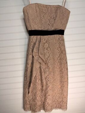 BCBGMAXAZRIA Alexandra Soy Chai Lace Strapless Dress Size 0 Cocktail